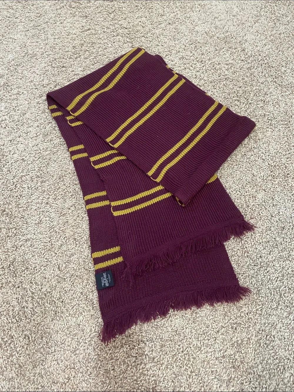 Harry Potter Gryffindor  Maroon and Gold Striped Knit Scarf